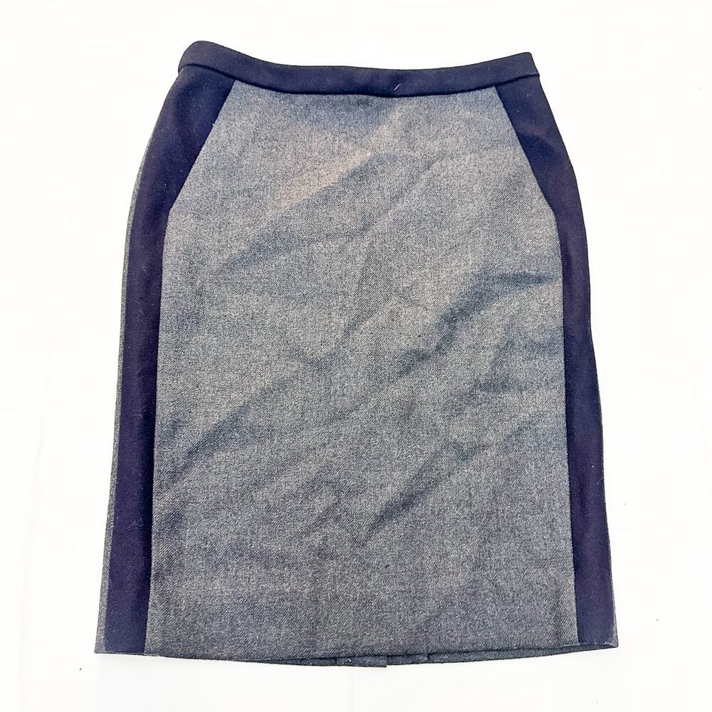 J. Crew No. 2 Pencil Gray Black Wool Straight Skirt Size 2